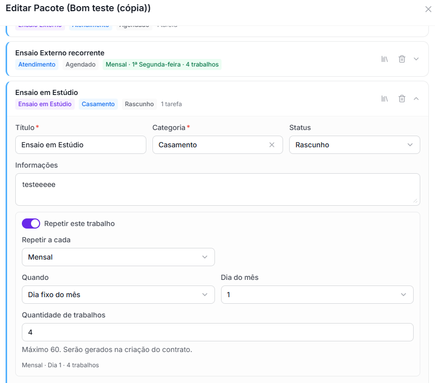 Imagem da novidade: Trabalho recorrente no pacote