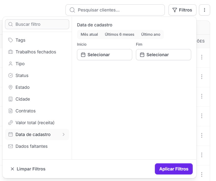 Imagem da novidade: Novo visual para o popup de filtros
