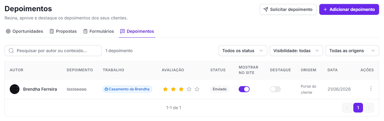 Imagem da novidade: Chegou a Central de Depoimentos!