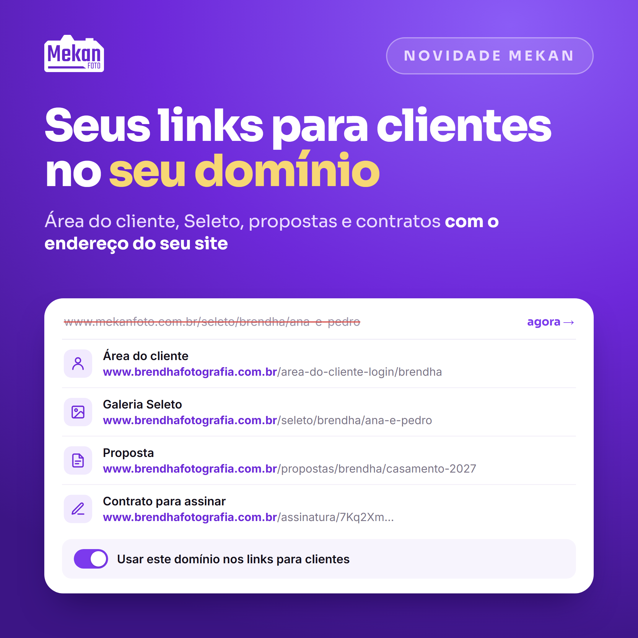 Imagem da novidade: Seus links para clientes no seu domínio